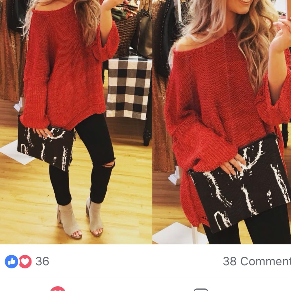 iso red “cherry on” sweater